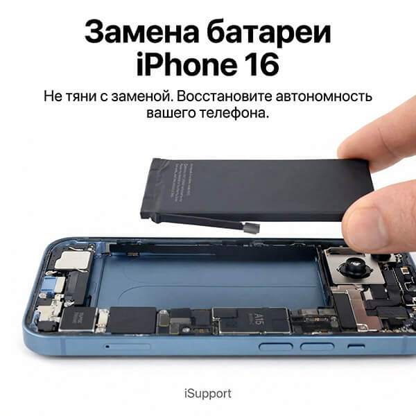 замена батарея iphone 16